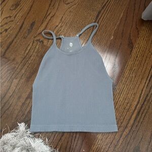 FP Movement by Free People Blue Fitted Crop Tank Top